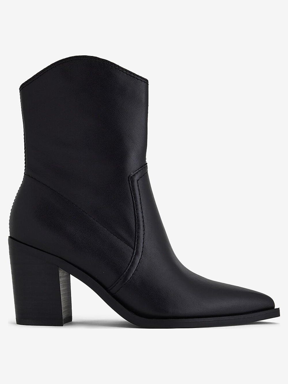 Express Black Leather Pointed Toe Ankle Boots